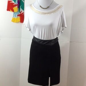 Fitelle Paris black pencil skirt 6 leather accent
